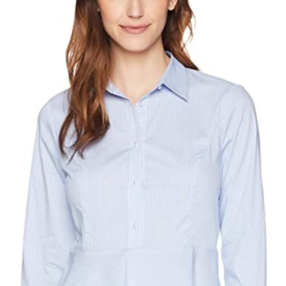 Ivanka Trump -  Cotton Stripe Collar Peplum